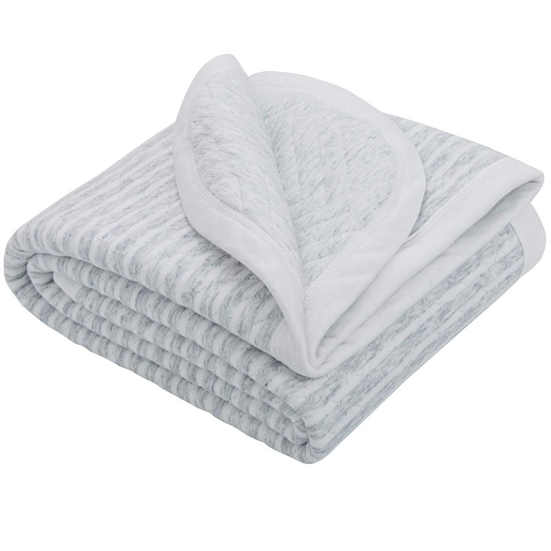 NTBAY Jersey Cotton Quilted Toddler Blanket, Breathable and Warm for Boys and Girls Baby Blanket, 30x40 Inches, Grey Wave - Image 1